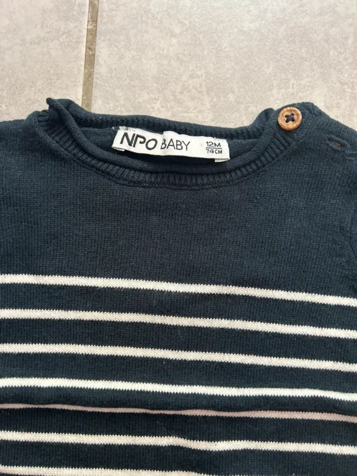 Pull marinière NPO baby taille 12 mois - photo numéro 3