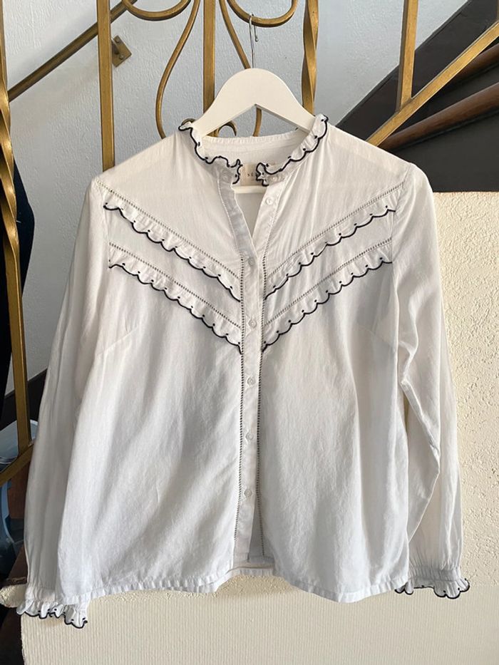 Chemisier Sezane blanc noir