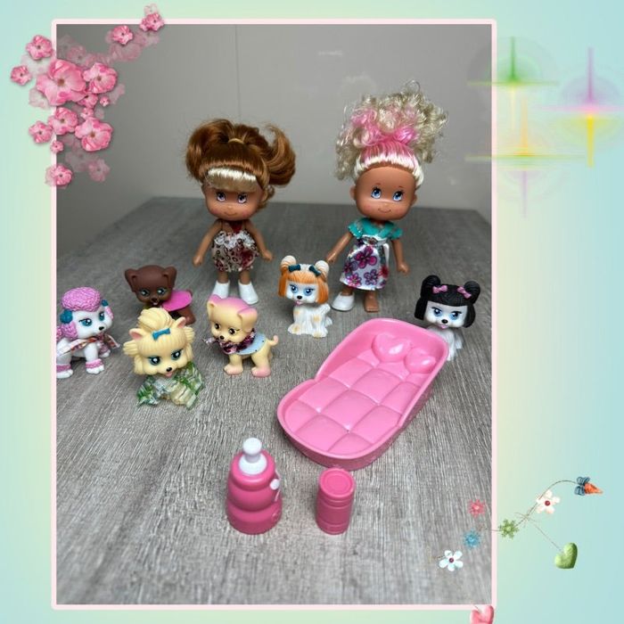 Lot 2 poupées et 6 pets avec accessoires - neuf