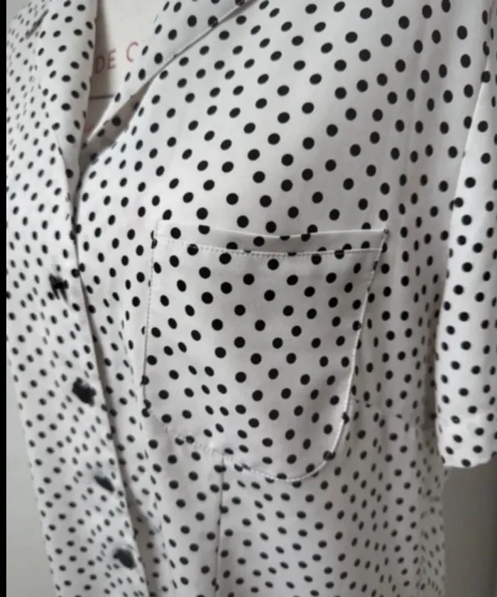 Chemisier blanc à pois Weinberg vintage taille L 40 - photo numéro 4