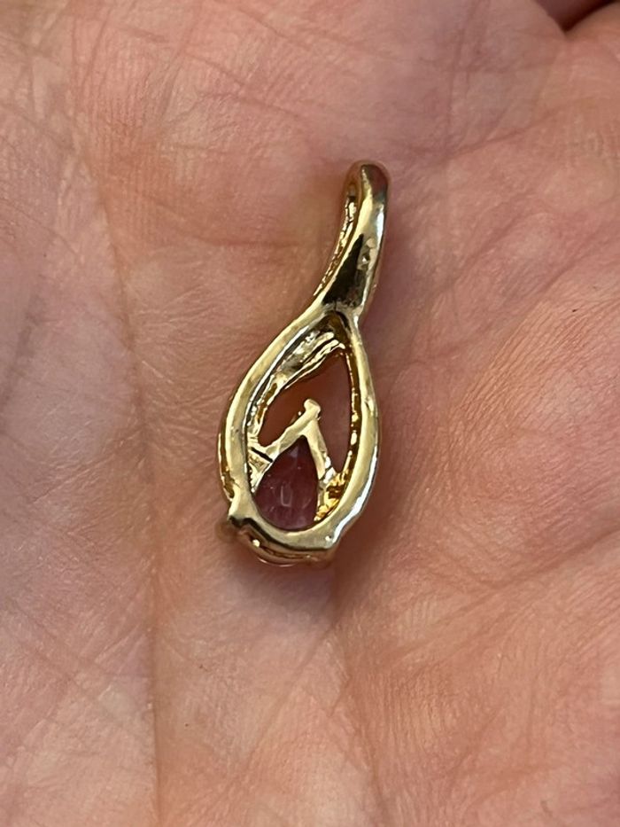 Joli pendentif en métal doré avec pierre violette femme TBE - photo numéro 4