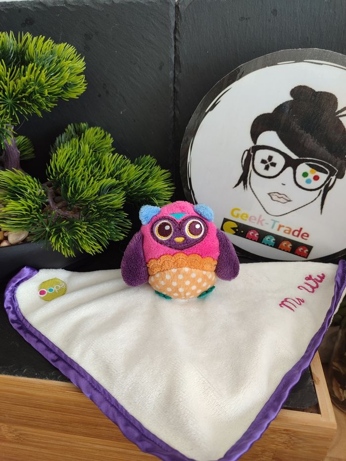 Doudou plat hibou chouette violet blanc mr woo oops rose orange Pois DD003256