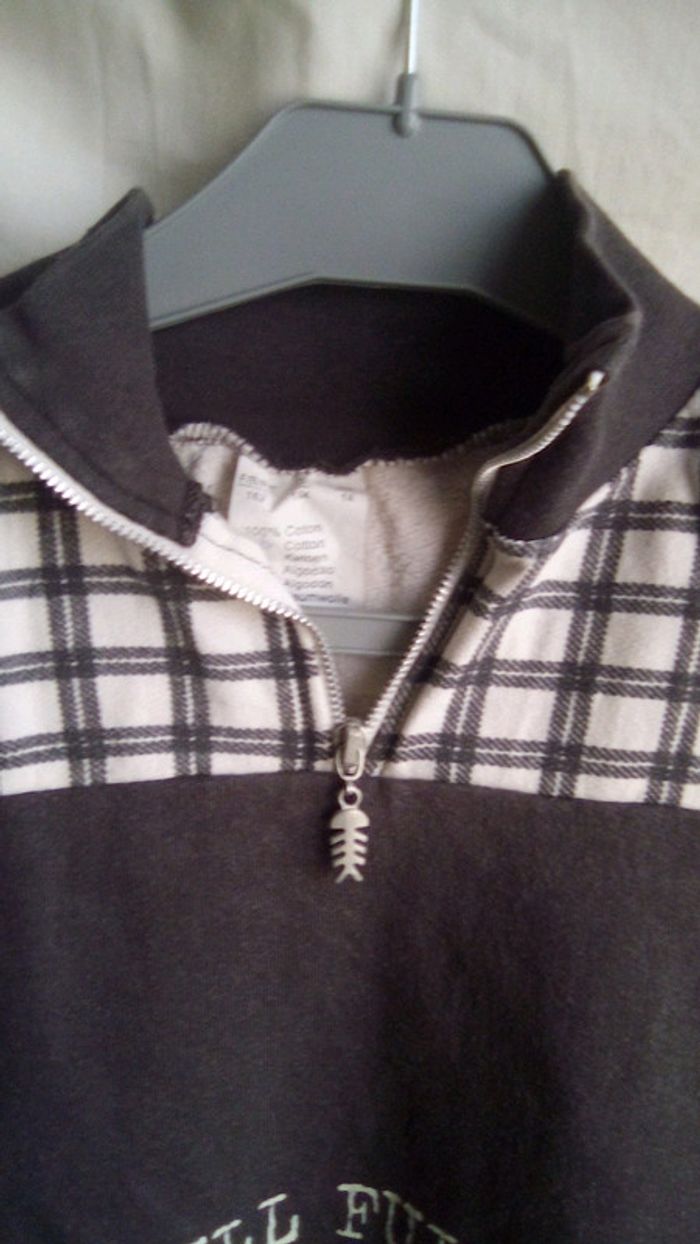 Sweat gris quadrillé blanc - photo numéro 5