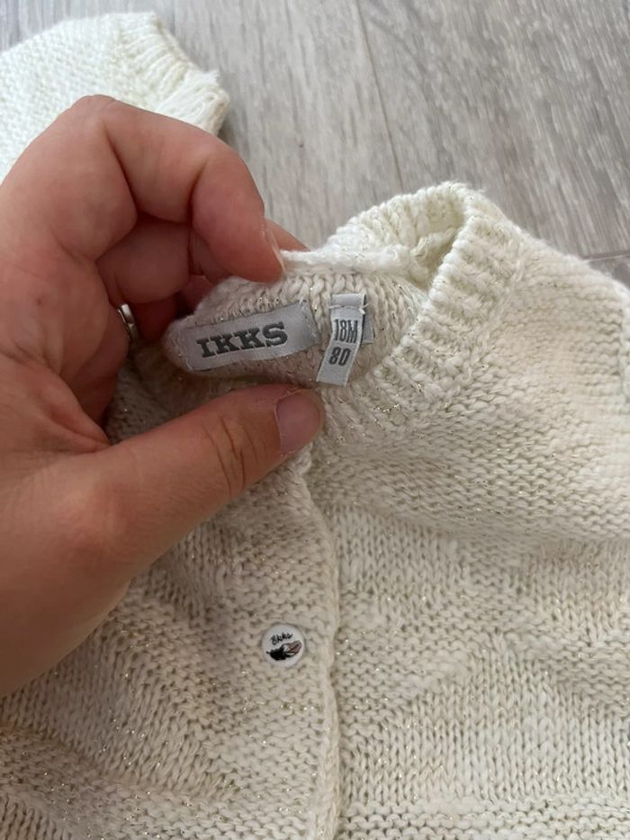 Gilet fille beige pailleté IKKS 18 mois - photo numéro 3
