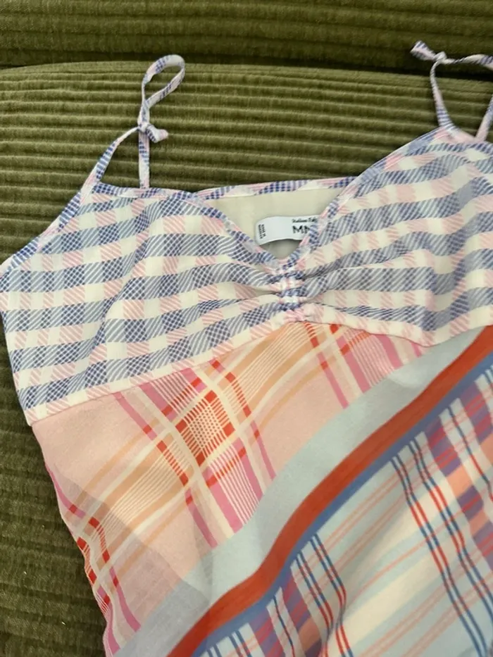 Robe longue Mango patchwork à carreaux - Taille XS - photo numéro 4