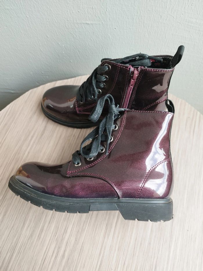 Bottines rouge bordeaux fille taille 34 - photo numéro 2