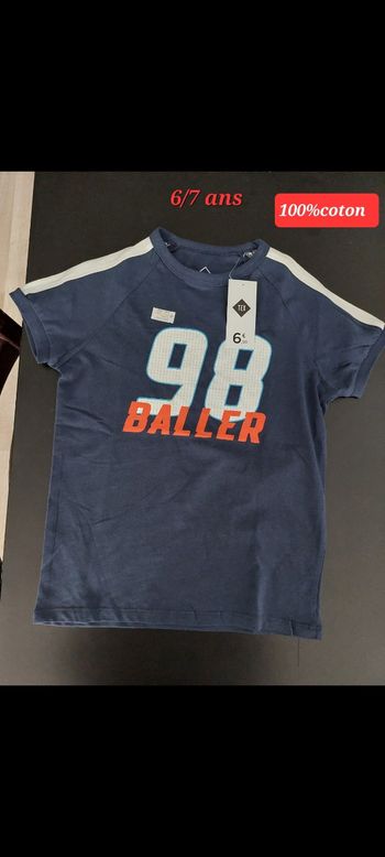 T-shirt écrit 98 BALLER garçon 6/7ans