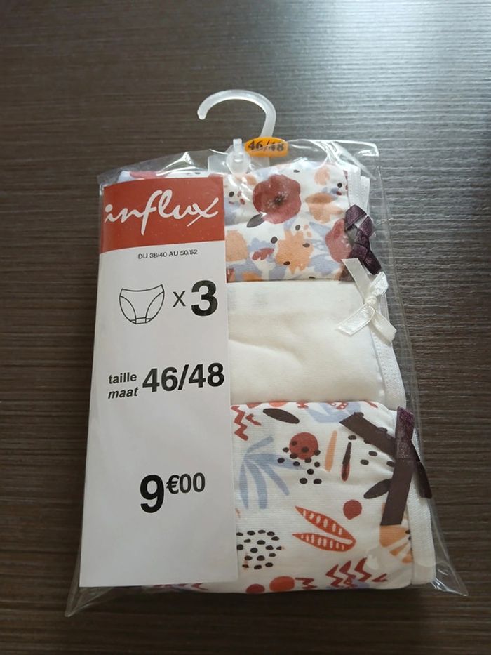 Lot de 3 culottes en coton multicolore 46/48