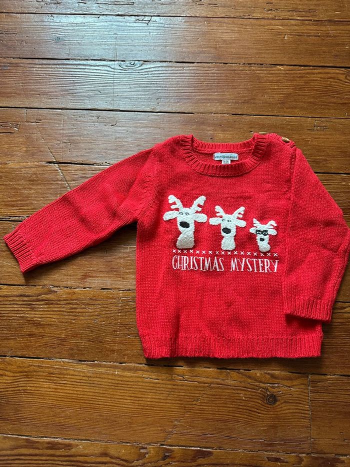 Pull Noël Vertbaudet rouge 18 mois