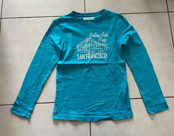 Tee shirt manches longues turquoise 8 ans