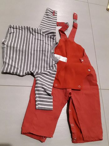 Ensemble salopette+tee-shirt Sucre d'Orge