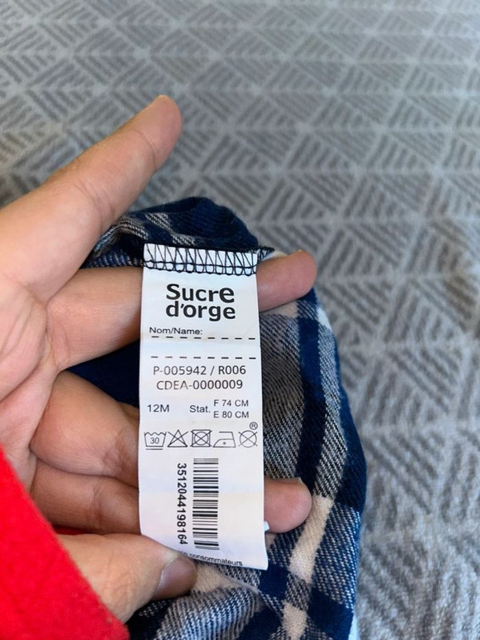 Chemise à carreaux bleu et blanc - 12 mois - Sucre D’orge - photo numéro 3