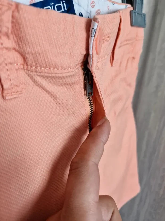 Short slim mixte 3 ans Okaïdi orange corail coton élasthanne - photo numéro 2