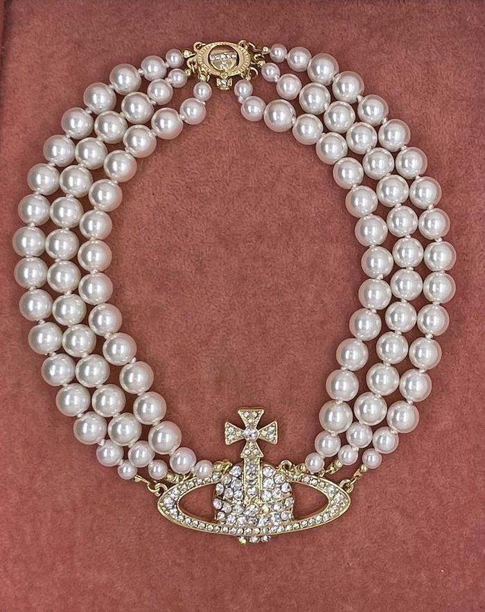 Collier triple rangs doré perle - photo numéro 3