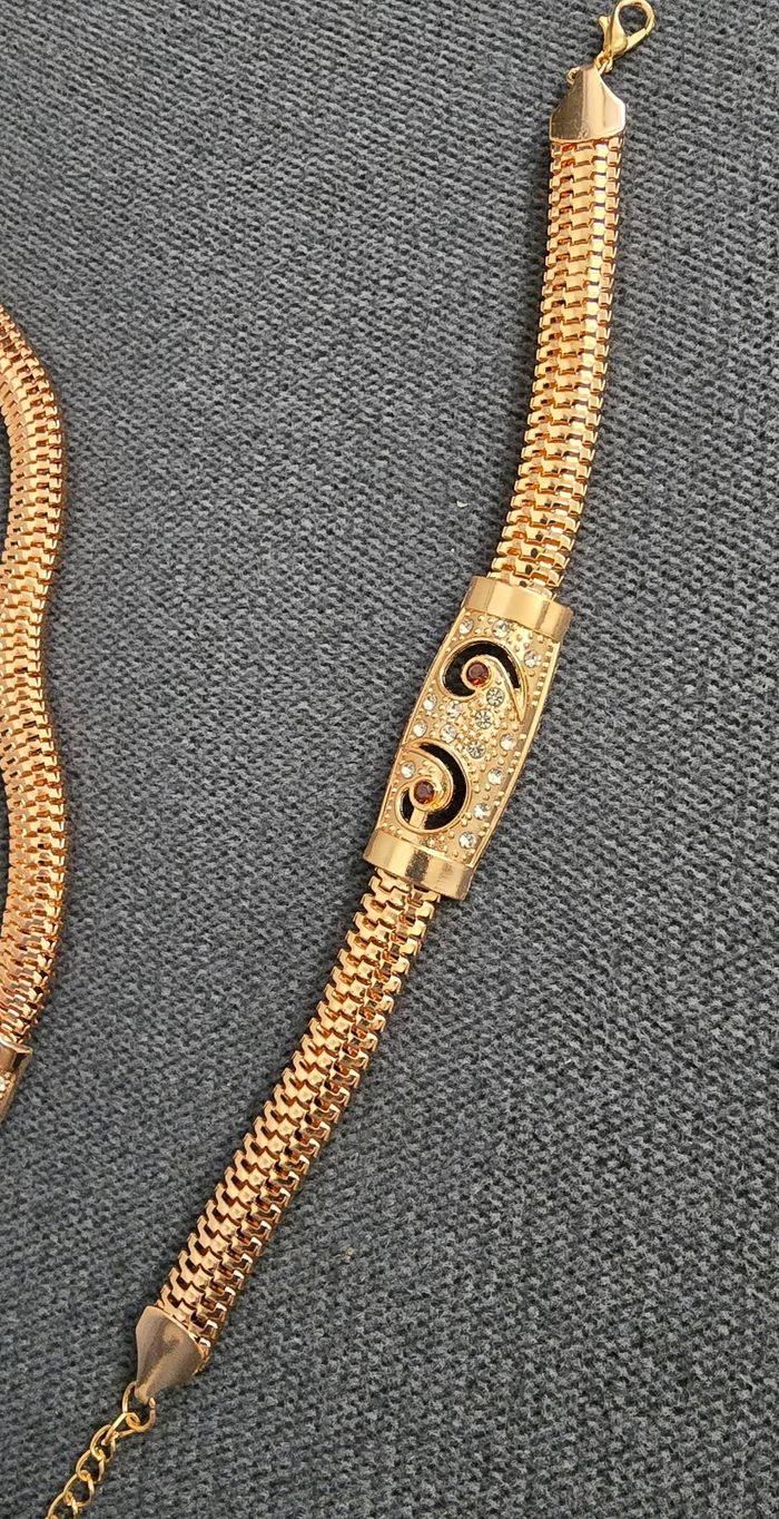 Parure bijoux rose gold collier bracelet et boucles d'oreilles - photo numéro 4