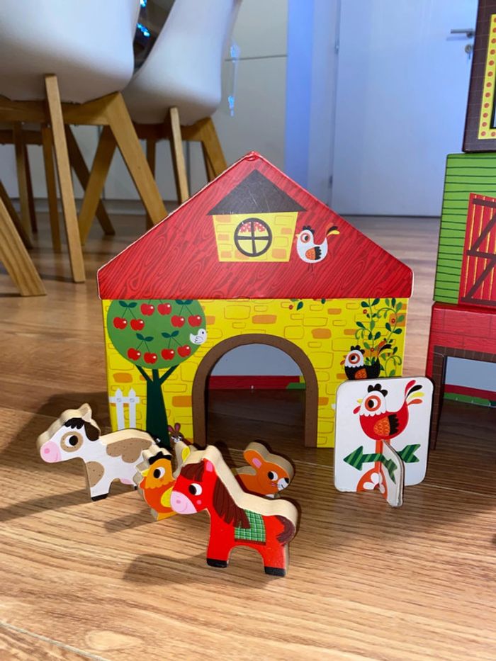 Cubes empilables ferme avec animaux - photo numéro 2