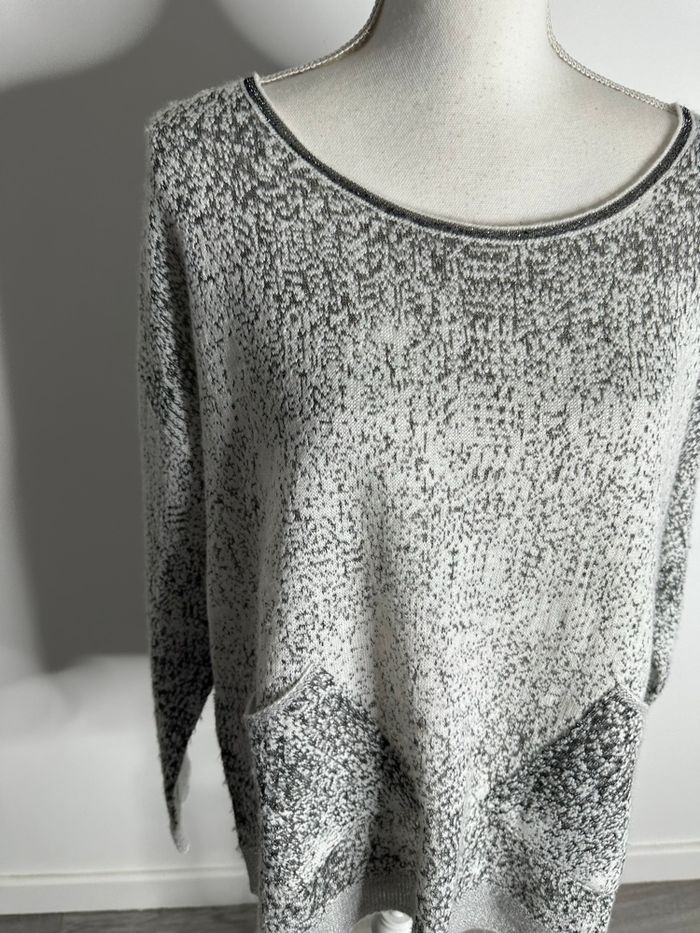 Pull moucheté gris et argenté Eva Kayan T44 XXL - photo numéro 2