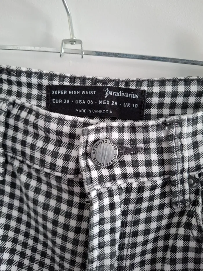 Pantalon vichy noir et blanc - Stradivarius - 38 - très bon état - photo numéro 4