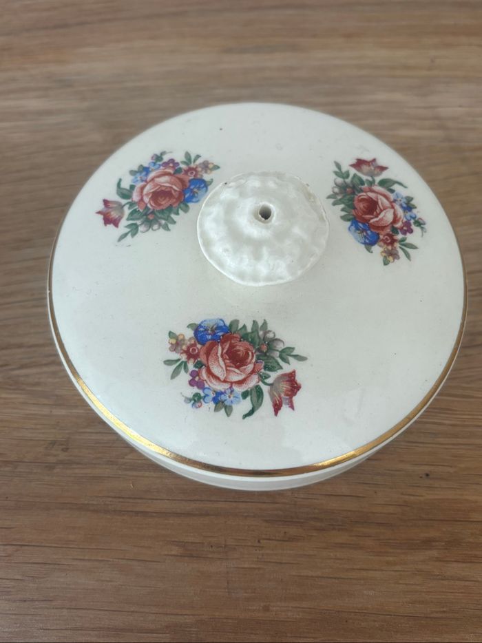 Vintage petit pot bonbonnière motif floral Sarreguemines - photo numéro 9