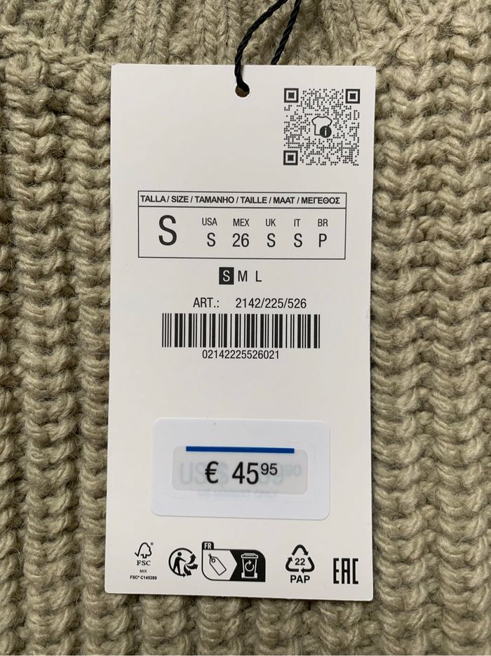 Pull en maille kaki Zara - photo numéro 2