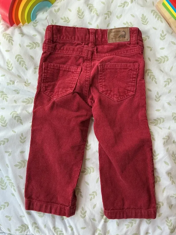 pantalon en velours bordeaux taille réglable 12 mois bout'chou - photo numéro 5