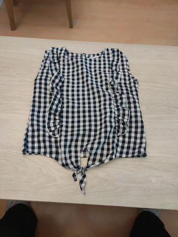 Haut vichy marine blanc froufrou Gémo 8 ans