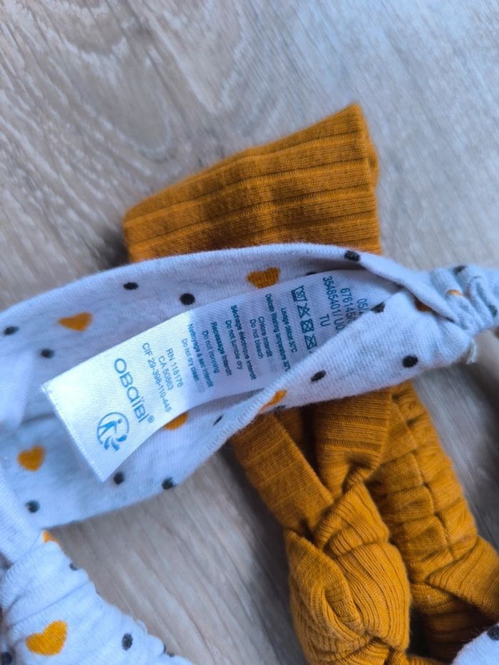 💛 Lot 2 bandeaux trop mignons – Cœurs + Moutarde tendance – taille unique obaibi - photo numéro 2