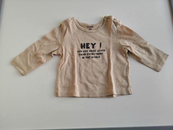 Tee-shirt Hey (Beige) 3 mois Kiabi - photo numéro 1