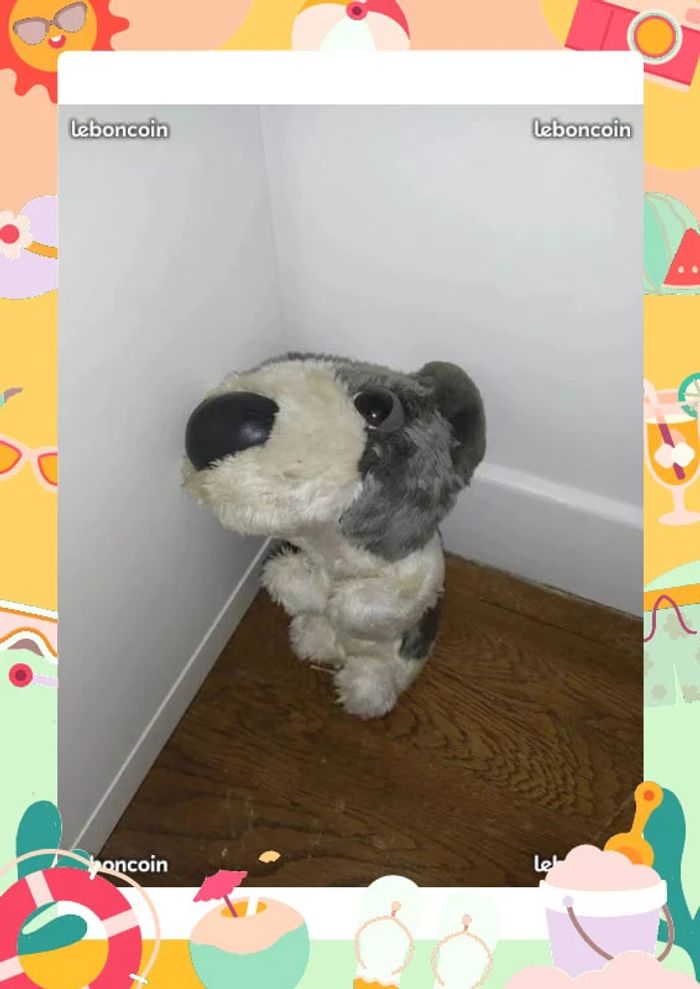 Peluche chien the dog  fox terrier gris - photo numéro 2