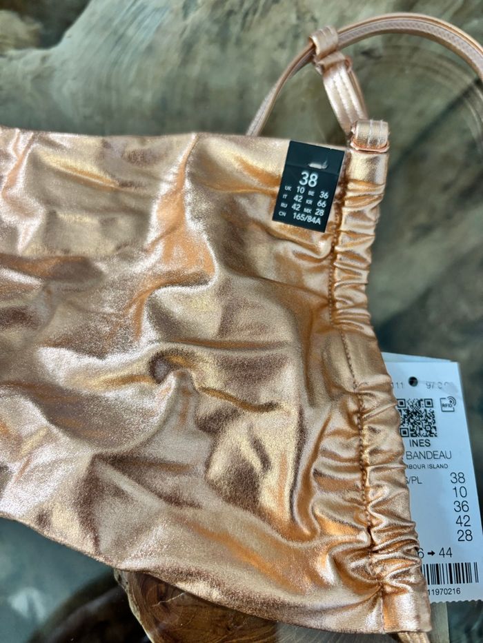 Maillot de bain 2 pièces Etam rose métallisé - photo numéro 2