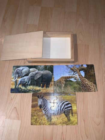 3 puzzles en bois 12 pièces