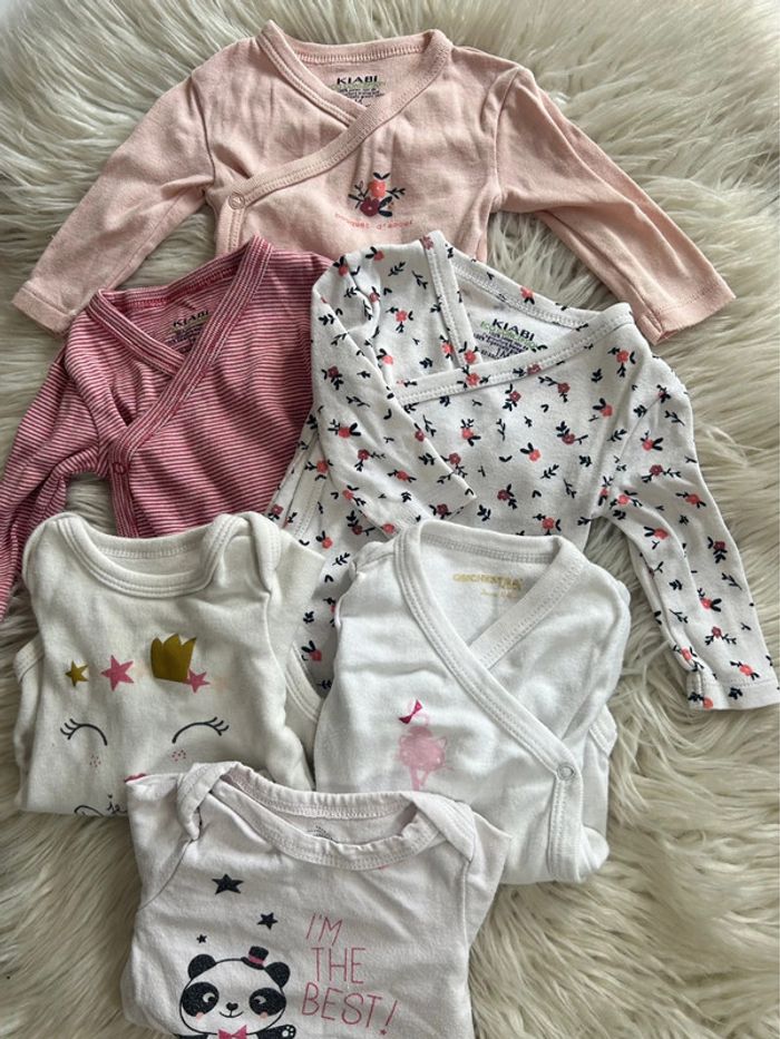 Fille 👧🏻 Lot 6 bodys manches longues - Taille 1 & 3 mois