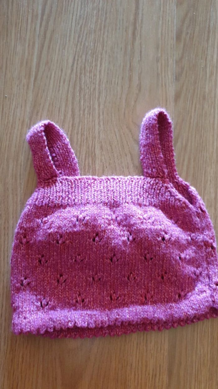 haut court tricote main rose 12 mois - photo numéro 2