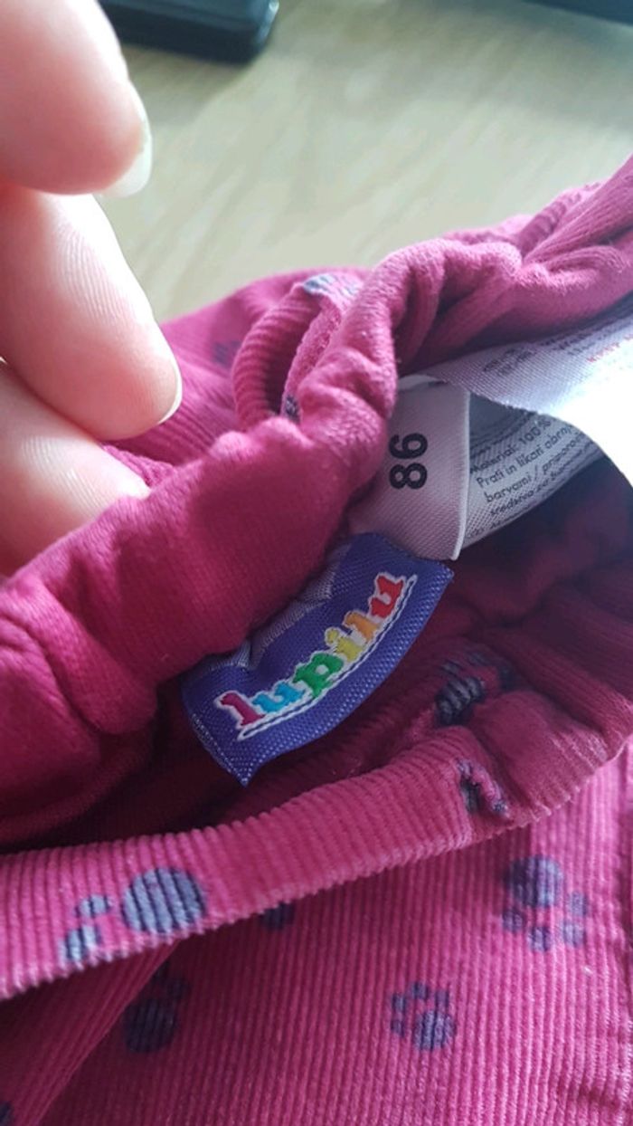 Pantalon roses pattes de chat violettes 86 cm - photo numéro 5