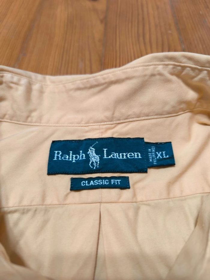 Chemise manches longues - Ralph Lauren - Classic Fit - Logo brodé marine - Jaune - Taille XL - photo numéro 8