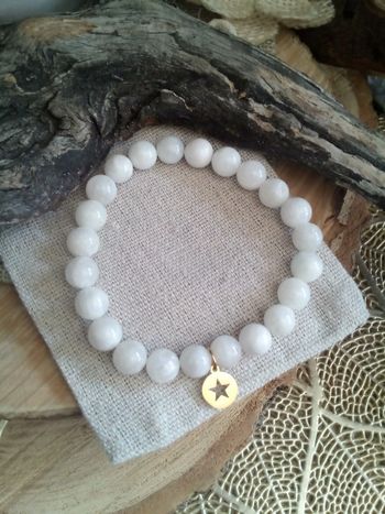 Bracelet en pierres de lune naturelles et étoile en Acier