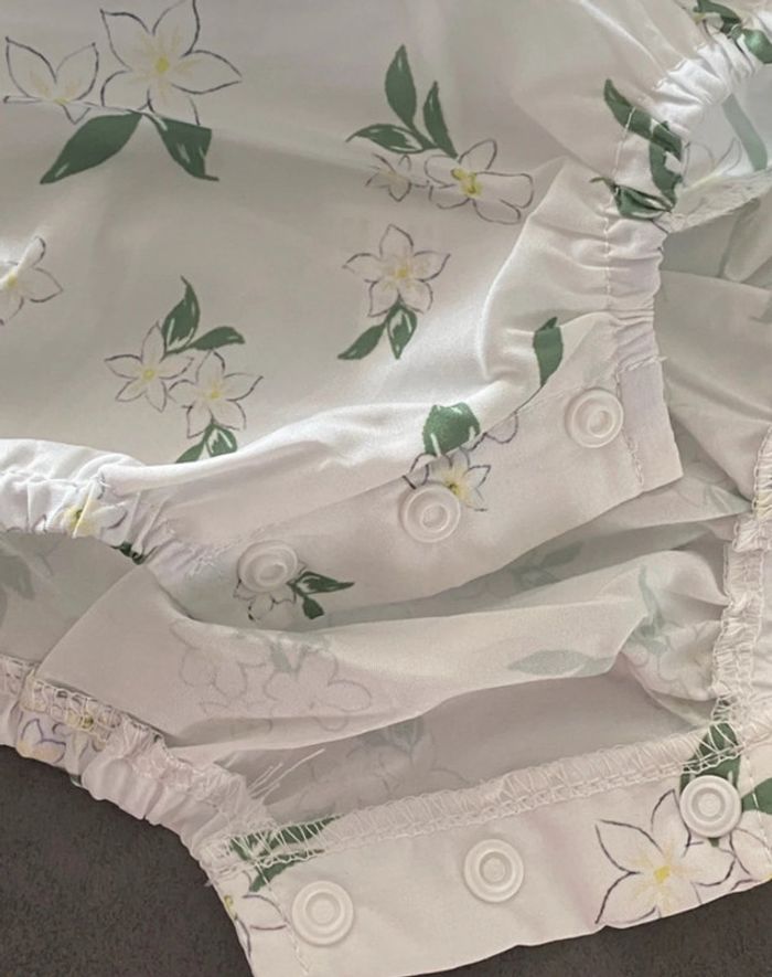 Ensemble fleurie blanc et vert SHEIN 1-3 mois combinaison avec chapeau [ref.46B070] - photo numéro 5