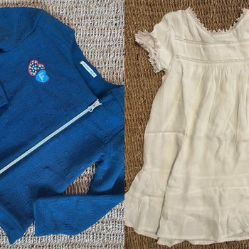 Robe blanche Kiabi + Veste Lulu Castagnette