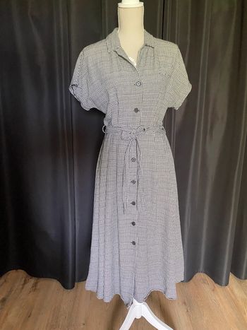 Robe midi Mango carreaux noirs et blancs