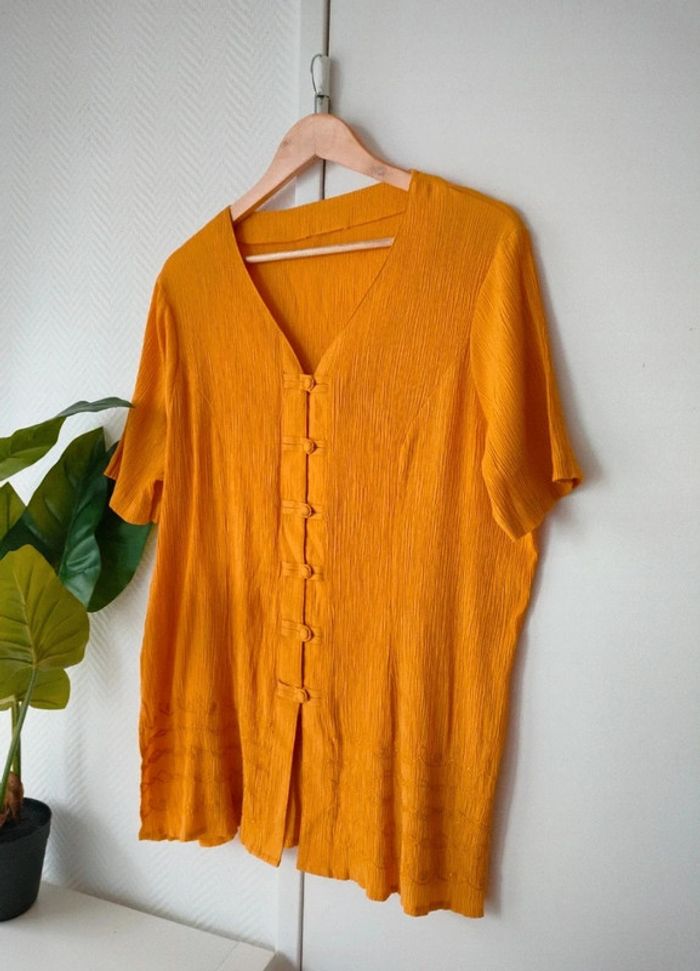 Blouse Vintage jaune moutarde - photo numéro 3