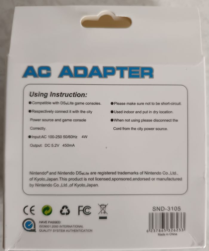 Chargeur Neuf Compatible Nintendo DS Lite Prise US américaine rétractable - photo numéro 3