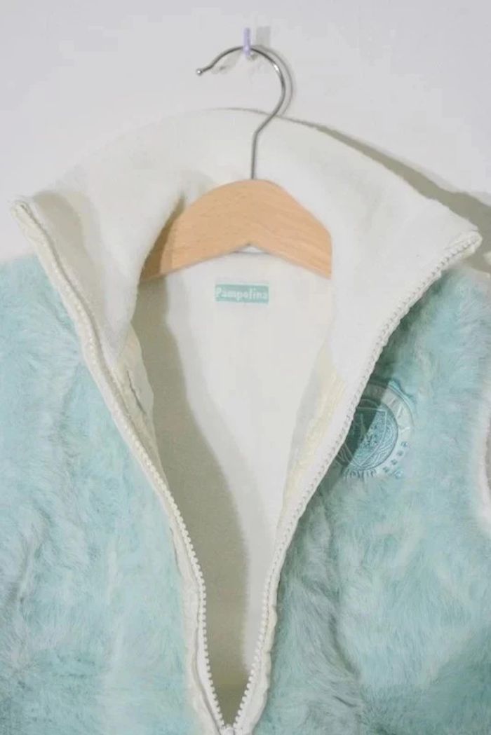Doudoune sans manche blanche avec fourrure bleue Pampolina 6 ans - photo numéro 3