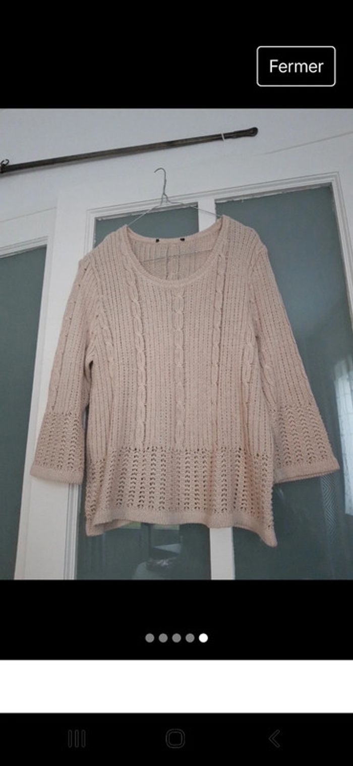 Pull beige ajouré - photo numéro 5