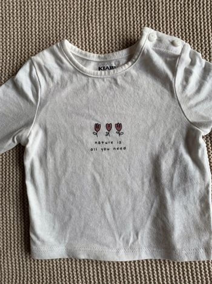 T-shirt manches longues blanc kiabi 1 mois - photo numéro 3