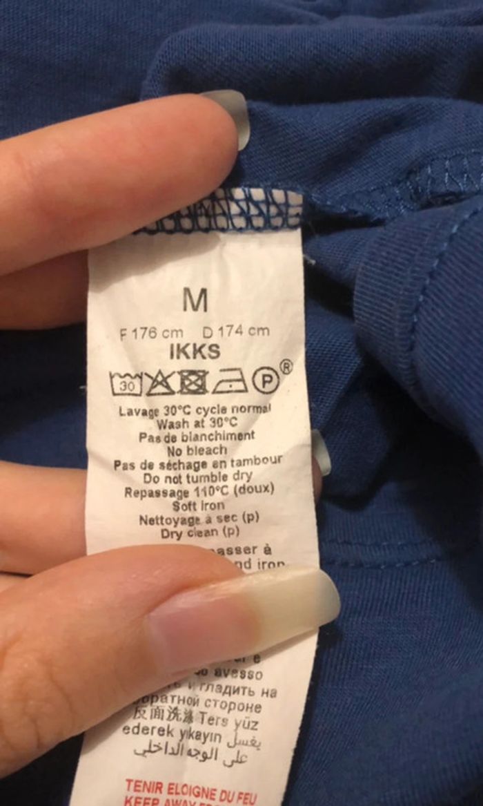 T-shirt bleu foncé avec motif gris IKKS 16 ans 100% coton - photo numéro 4