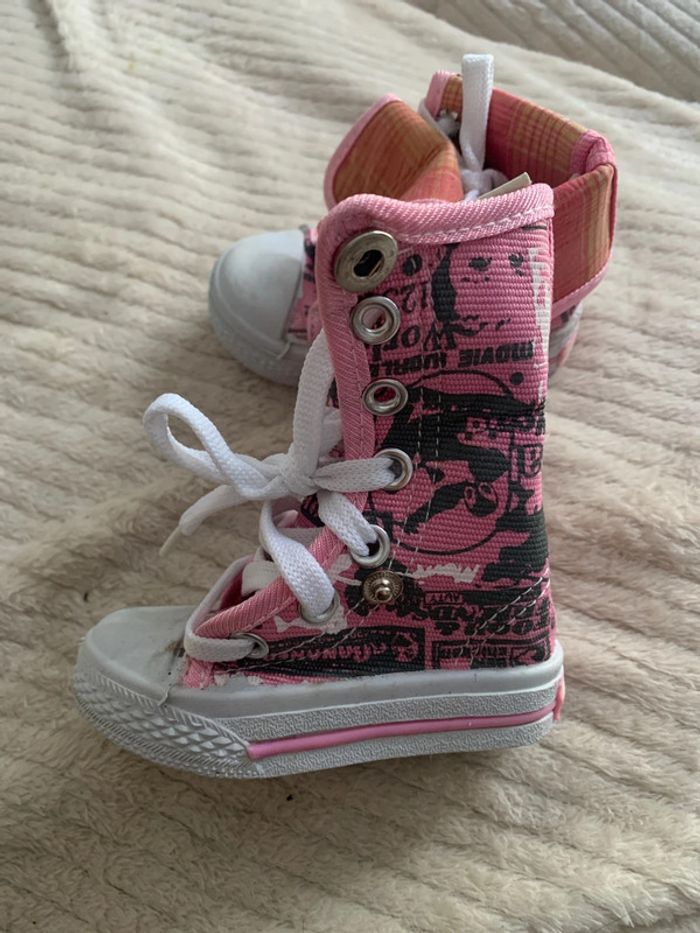 Basket rose en toile basse ou montante taille 19, bébé fille - photo numéro 2