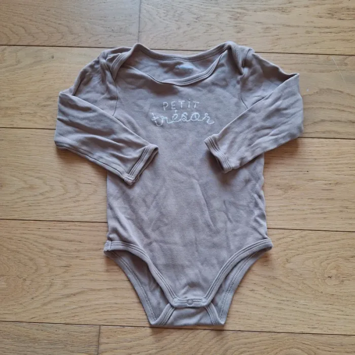 Lot de 5 bodies manches longues bébé emmanchure US - cappuccino - photo numéro 7