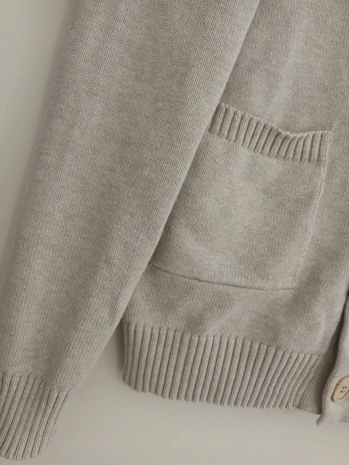Joli gilet cardigan en maille Selected Homme taille L beige - photo numéro 6