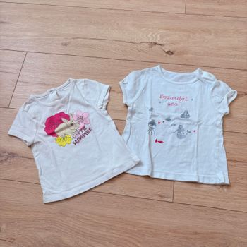 Lot de 2 t-shirts fille 12 mois Orchestra blancs motifs