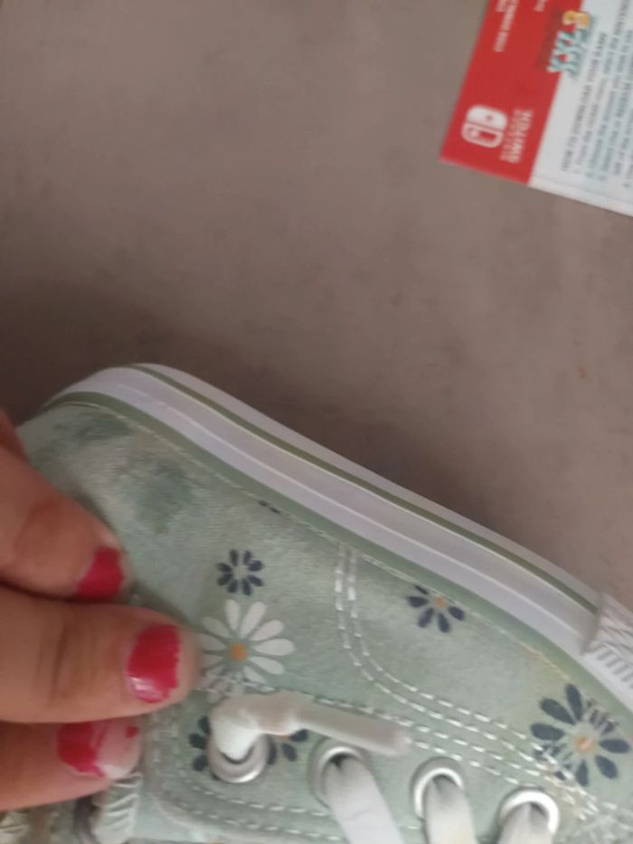 Basket verte claire marguerite 23 lacet élastique - photo numéro 3